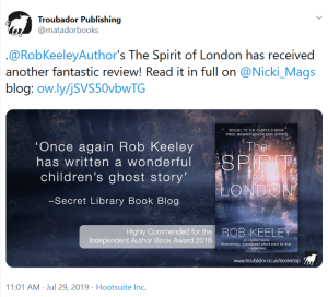Screenshot_2019-07-29 Troubador Publishing on Twitter RobKeeleyAuthor's The Spirit of London has received another fantastic[...]